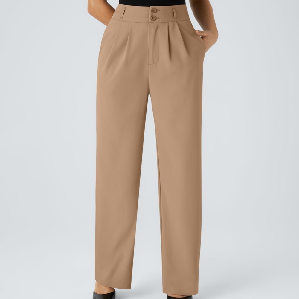 HALARA Taupe High-Waist Wide-Leg Trousers